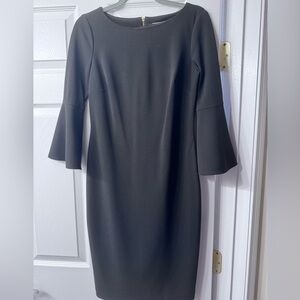Calvin Klein Black Sheath Dress with Bell Sleeves